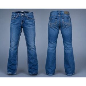 Buckle Jake Men's 33R Straight Jeans Cotton Stretch Denim, Distressed